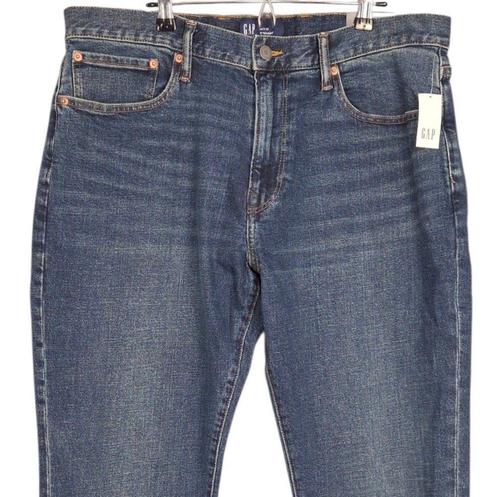 Gap Jeans Mens 36x30 Straight Taper GapFlex Blue Denim Medium Wash Zip Fly New